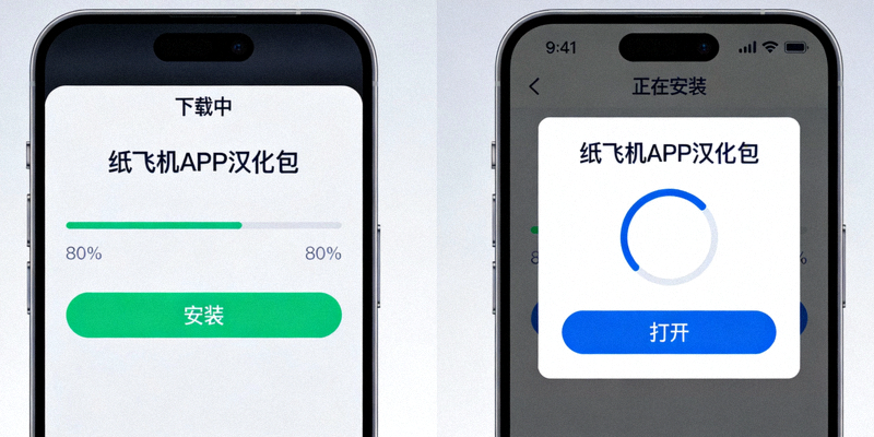 安卓手机与苹果iPhone上安装纸飞机APP汉化包的界面演示