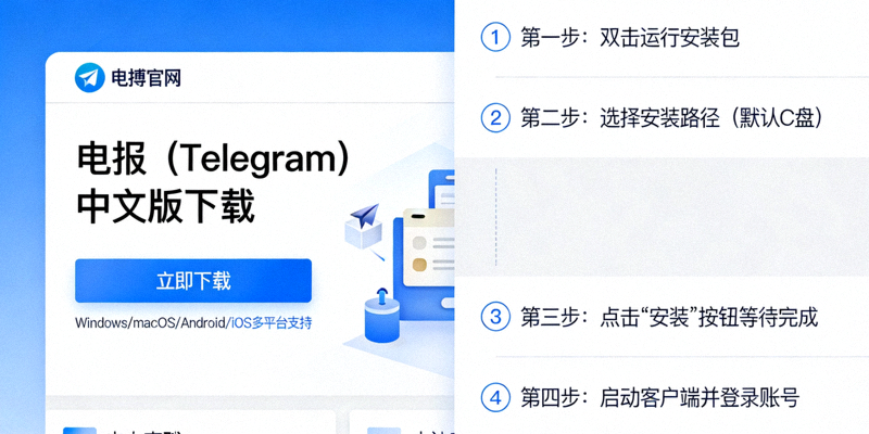 电报官网中文版下载页面与客户端安装步骤截图