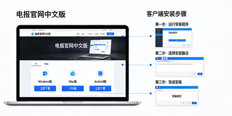 电报官网中文版界面导航与功能区域详解图