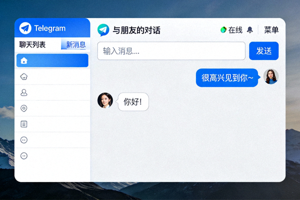 Telegram成功汉化后的中文主界面与聊天窗口展示